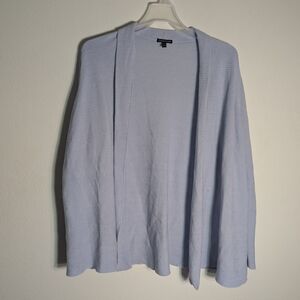Eileen Fisher Womens Open Cardigan Sweater‎ Organic Linen Cotton Ribbed Blue XL